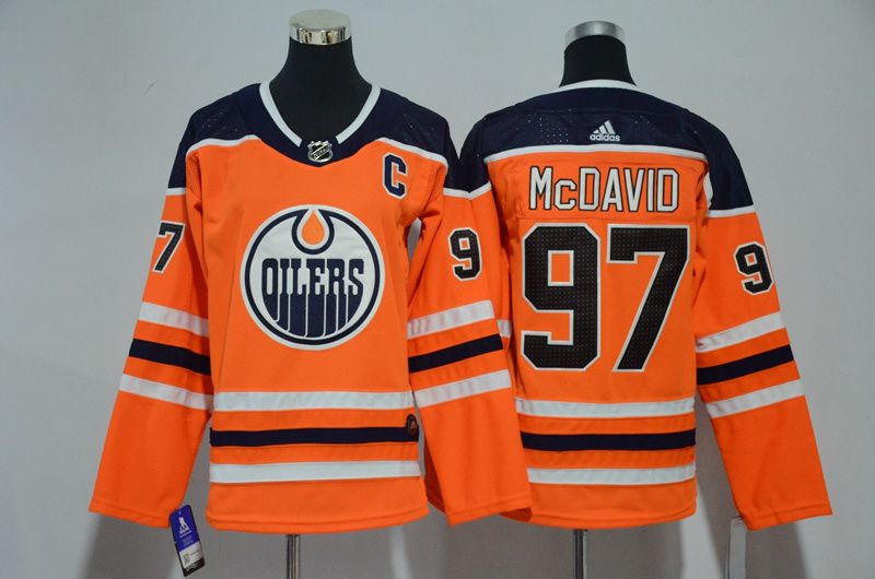 Women Edmonton Oilers 97 Mcdavid Oragne Hockey Stitched Adidas NHL Jerseys